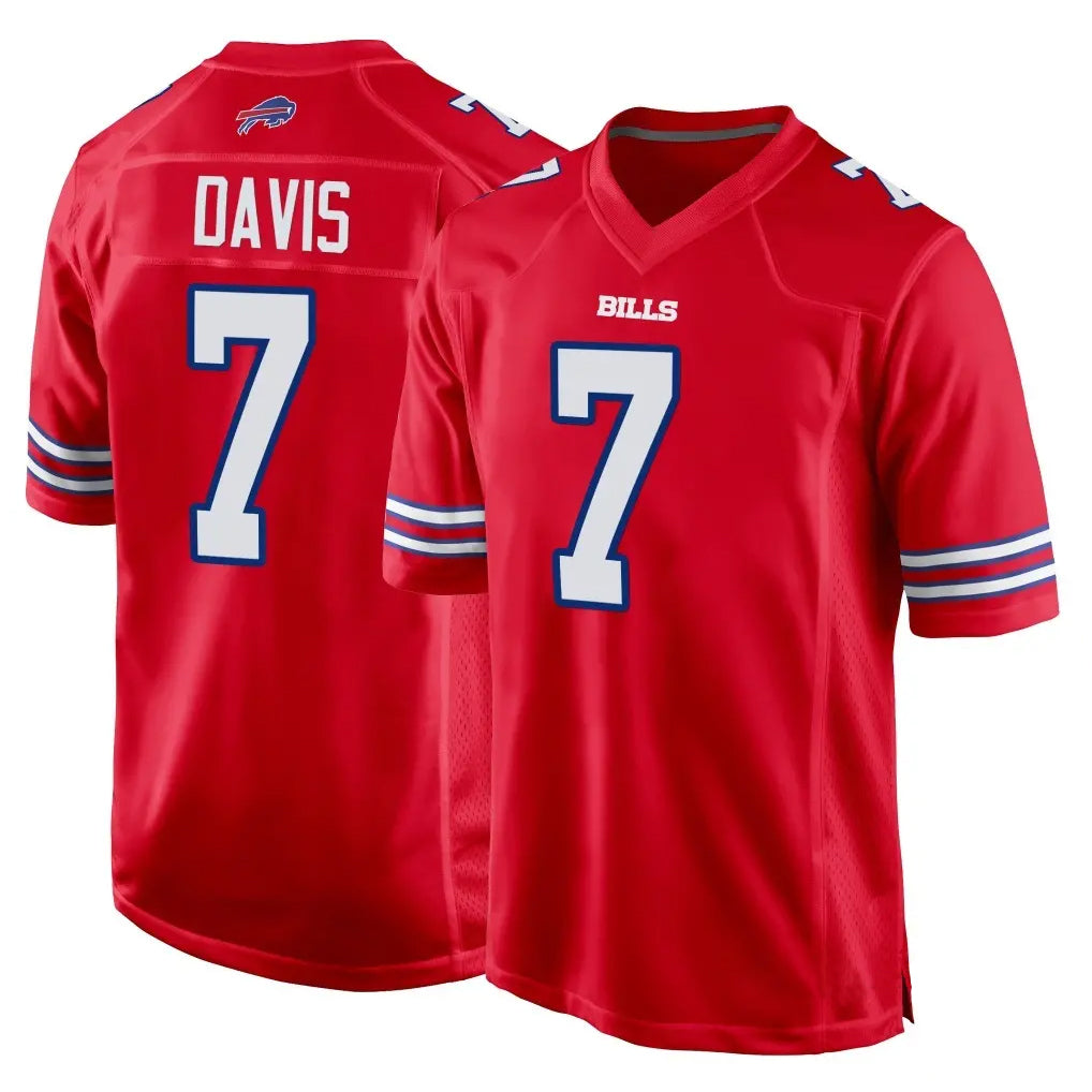 B.Bills #7 Ray Davis Player Red Home Game ROCER Stitched Jerseys