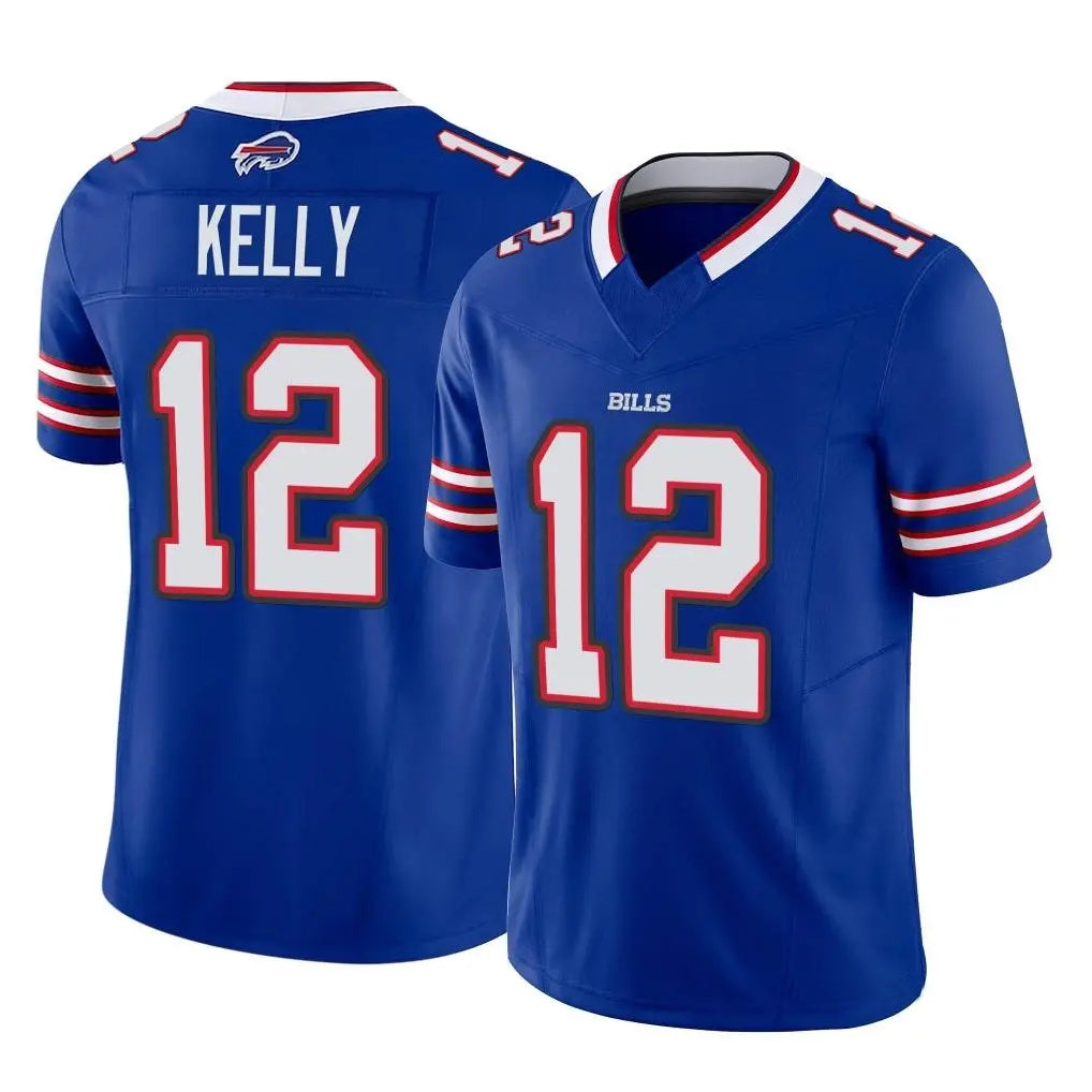 B.Bills #12 Jim Kelly Player Royal Vapor F.U.S.E. Limited Home Game ROCER Stitched Jerseys