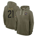 D.Broncos #21 Riley Moss Player Olive Salute to Service Pullover Hoodies Limited ROCER Stitched Jerseys