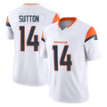D.Broncos #14 Courtland Sutton Player White Limited Vapor F.U.S.E. Home Game ROCER Stitched Jerseys
