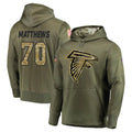 A.Falcons #70 Jake Matthews Player Olive Salute to Service Club Fleece Hoodie ROCER Stitched Jerseys
