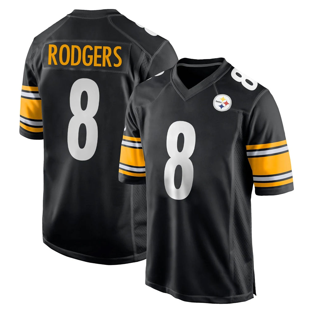 P.Steelers #8 Aaron Rodgers Player Black Home Game ROCER Stitched Jerseys
