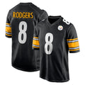 P.Steelers #8 Aaron Rodgers Player Black Home Game ROCER Stitched Jerseys