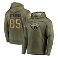 J.Jaguars #85 Brenton Strange Player Olive Salute to Service Pullover Hoodies Home Game ROCER Stitched Jerseys