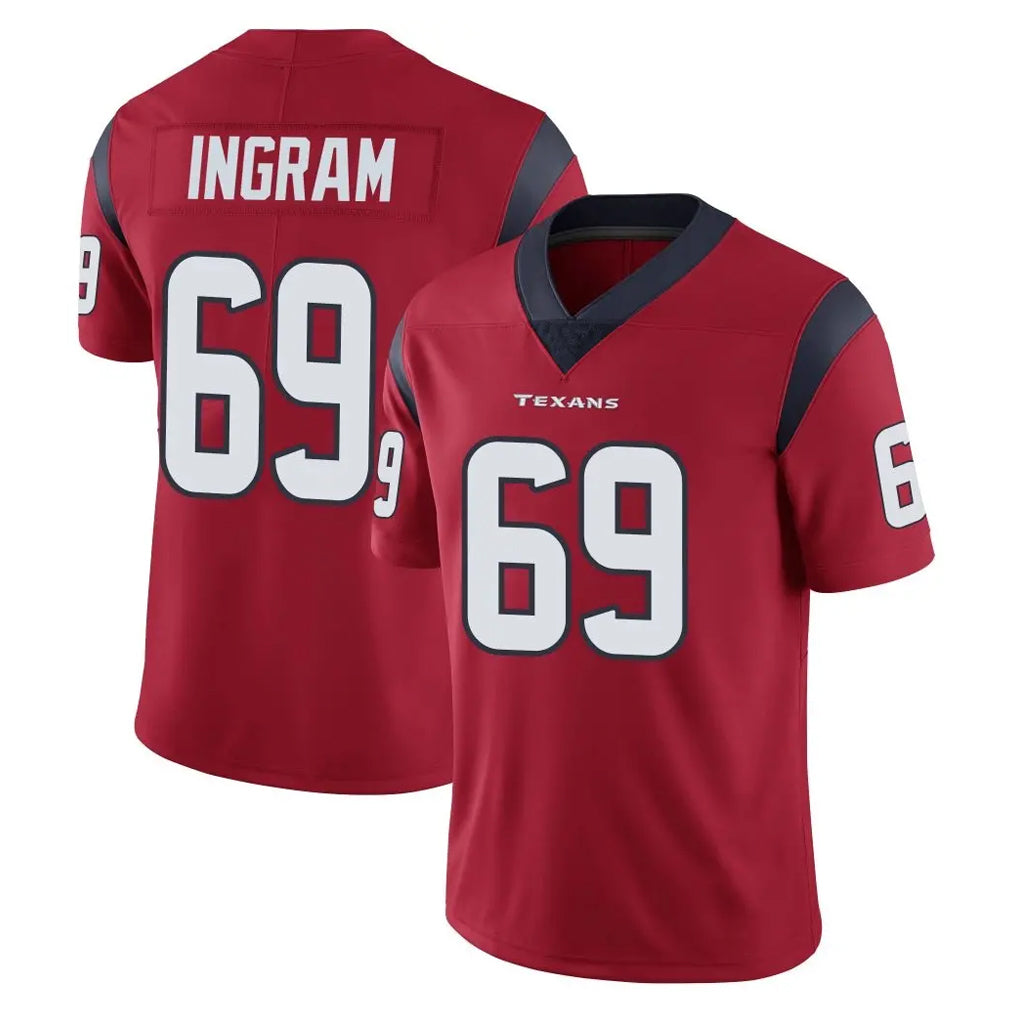 H.Texans #69 Ed Ingram Player Red Limited Vapor Untouchable Home Game ROCER Stitched Jerseys