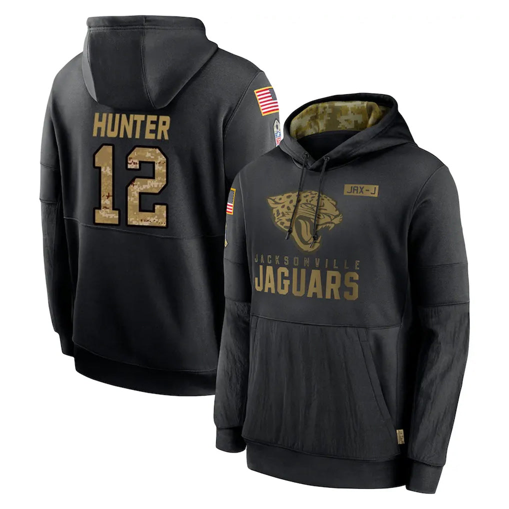 J.Jaguars #12 Travis Hunter Player Black Salute to Service Hoodies Limited Game ROCER Stitched Jerseys