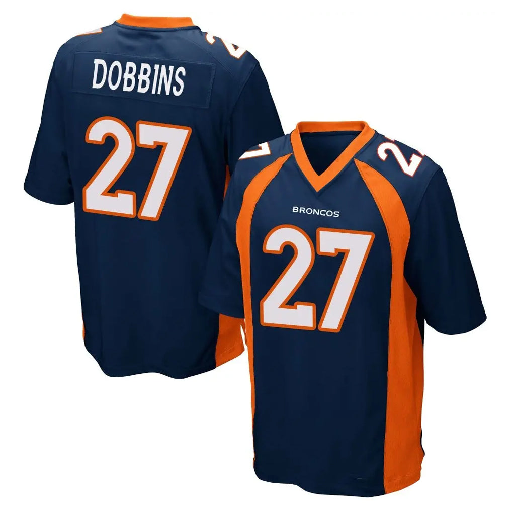 D.Broncos #27 J.K. Dobbins Player Navy Game ROCER Stitched Jerseys