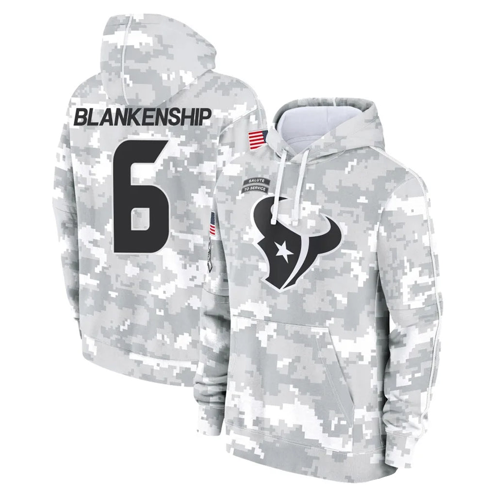H.Texans #6 Reed Blankenship Player Arctic Camo Salute to Service Hoodies Limited Game ROCER Stitched Jerseys