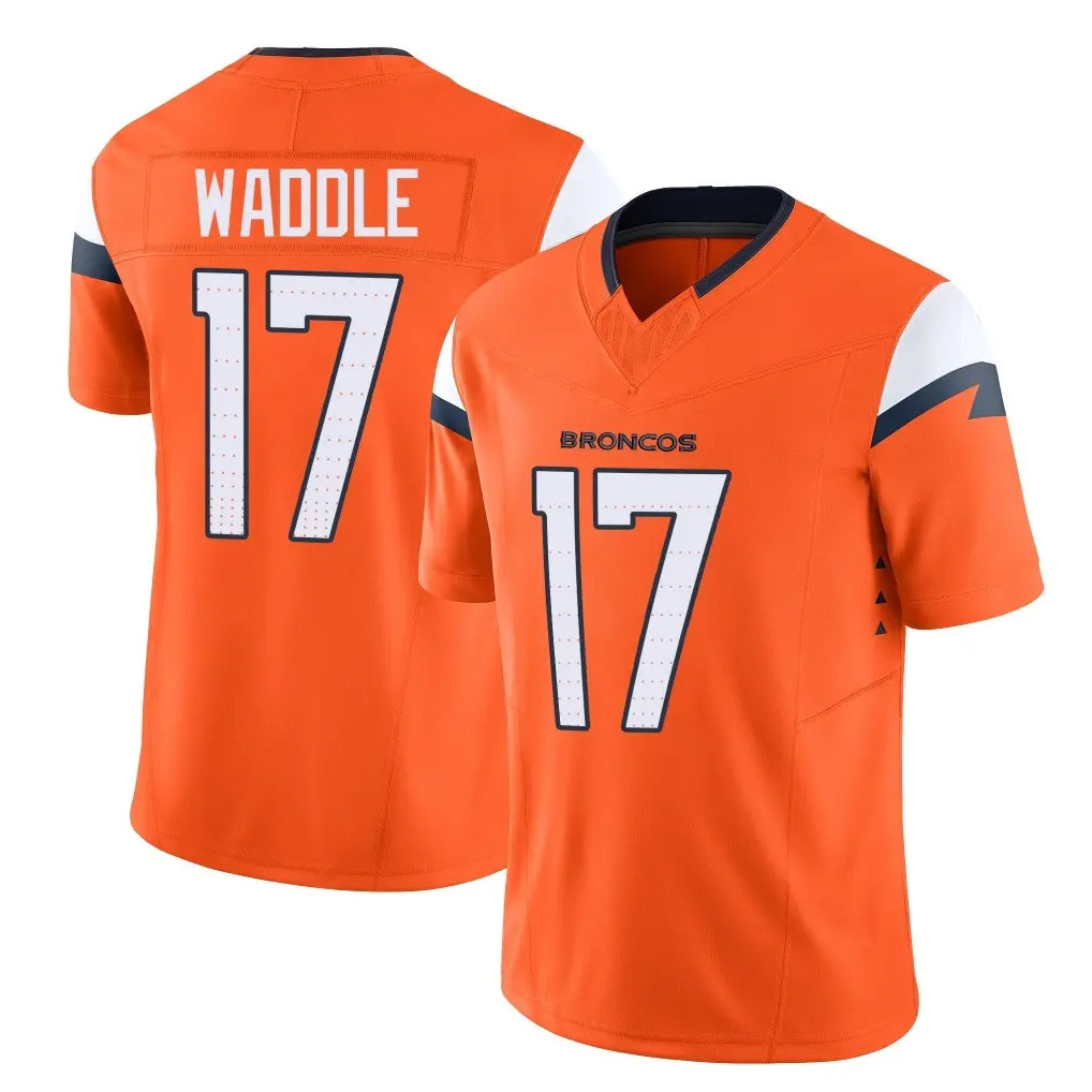 D.Broncos #17 Jaylen Waddle Player Orange Vapor F.U.S.E. Limited Home Game ROCER Stitched Jerseys