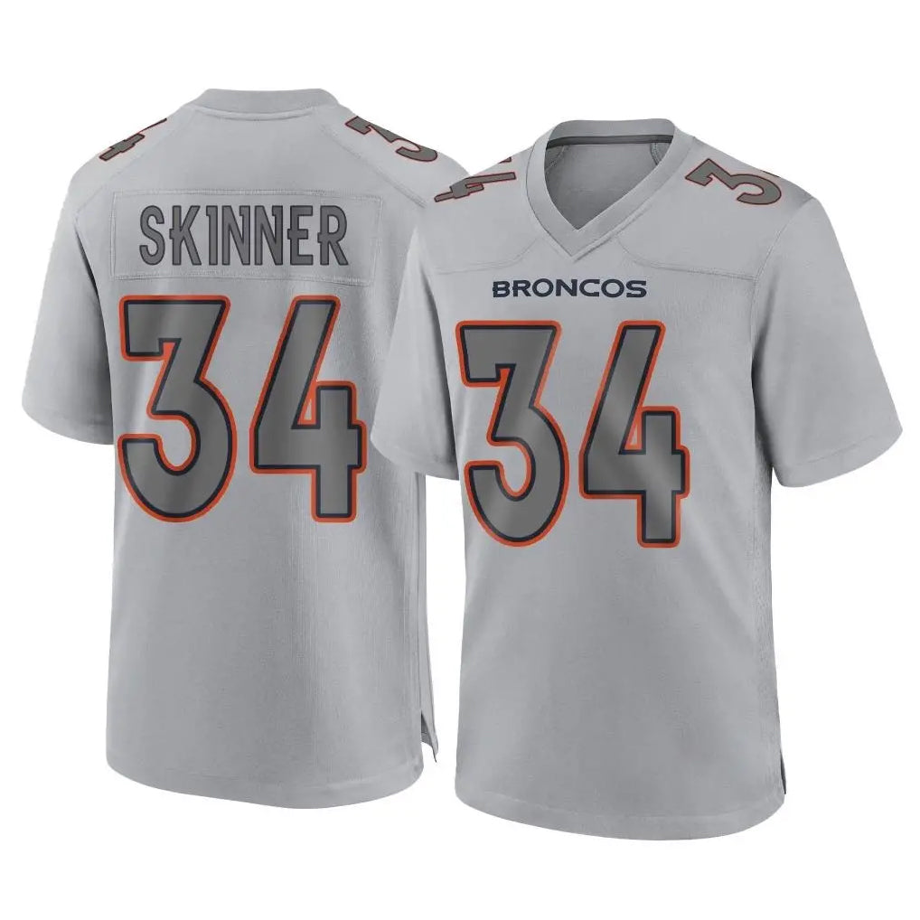D.Broncos #34 JL Skinner Player Gray Atmosphere Fashion Limited Game ROCER Stitched Jerseys