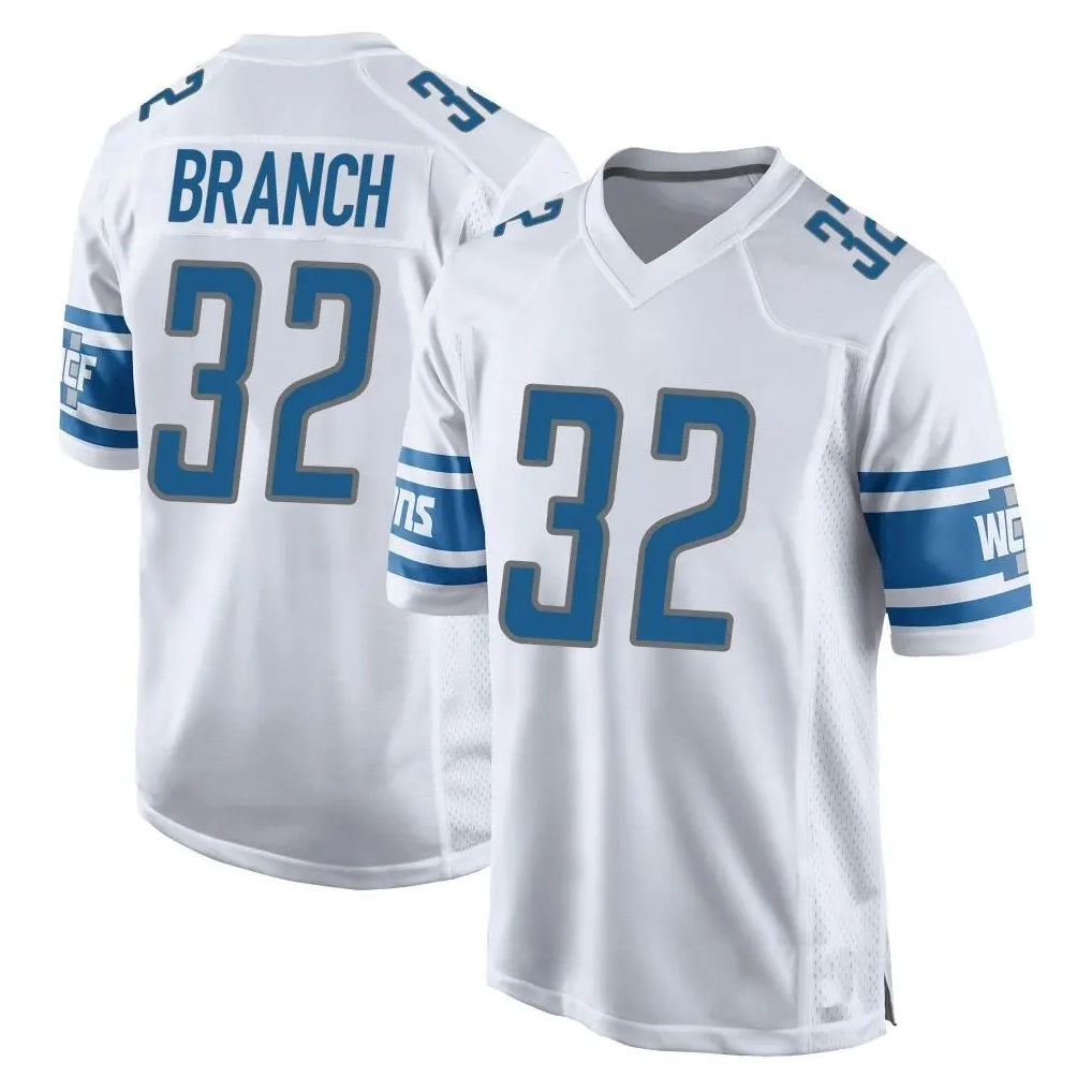 D.Lions #32 Brian Branch Player White Home Game ROCER Stitched Jerseys
