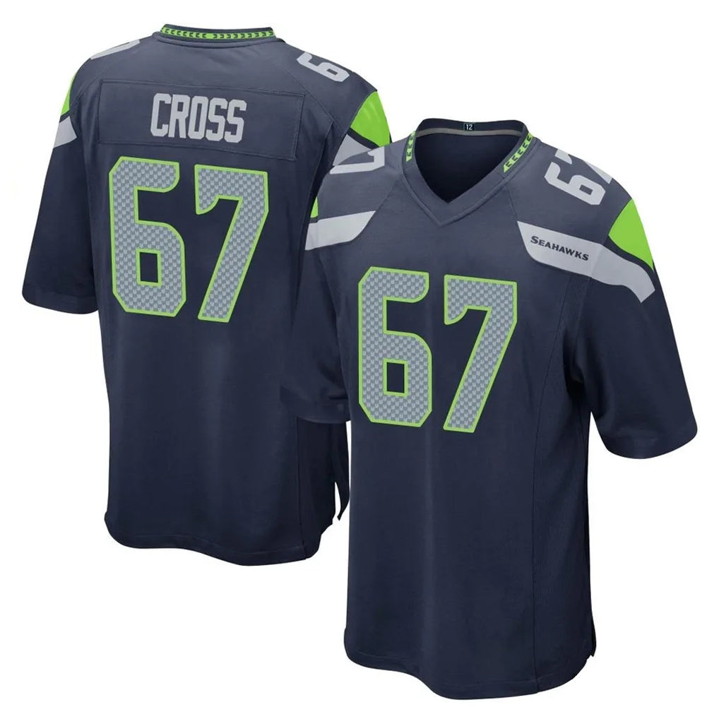 S.Seahawks #67 Charles Cross Player Navy Home Game ROCER Stitched Jerseys