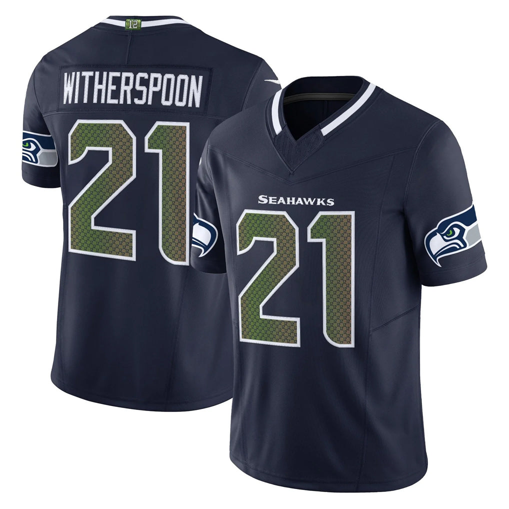S.Seahawks #21 Devon Witherspoon Player Navy Rivalries Vapor Limited Home Game ROCER Stitched Jerseys