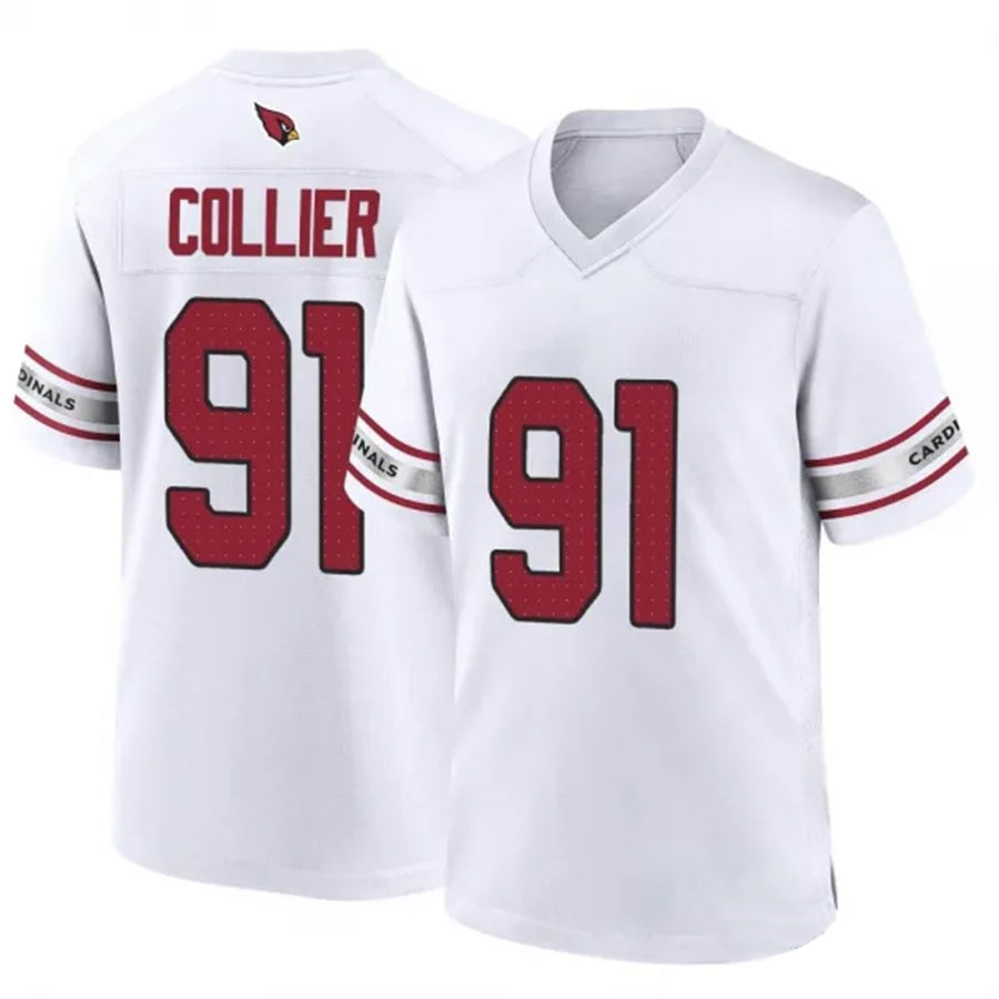 A.Cardinals #91 L.J. Collier Player White Game Home ROCER Stitched Jerseys