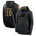 B.Bills #10 Khalil Shakir Player Black Salute to Service Hoodies Hame ROCER Stitched Jerseys