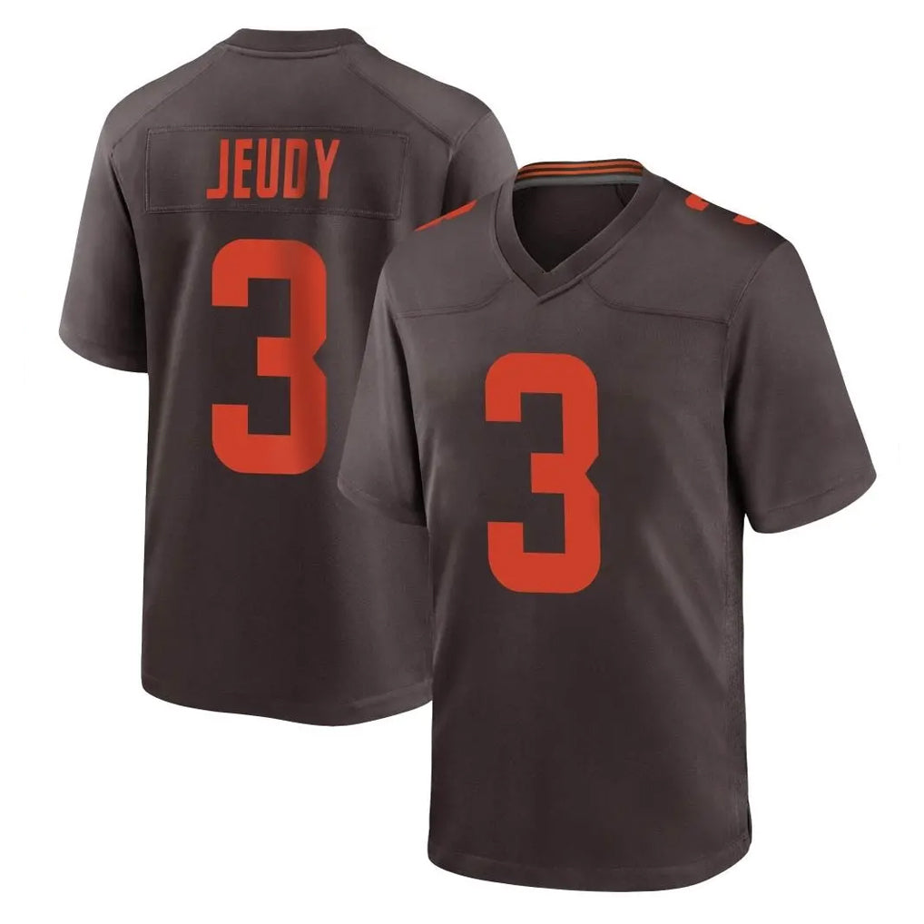 C.Browns #3 Jerry Jeudy Player Brown Alternate Home Game ROCER Stitched Jerseys