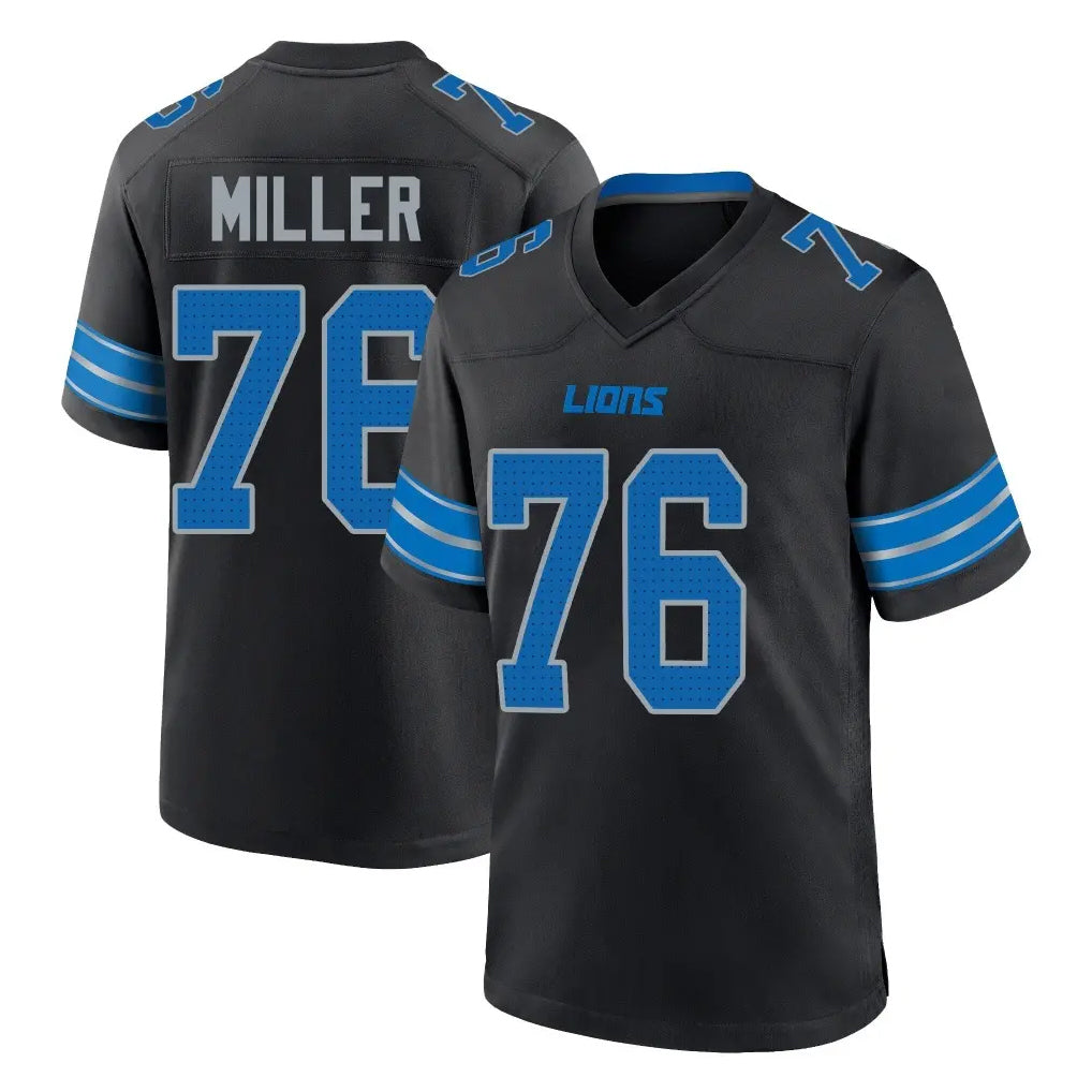 D.Lions #76 Blake Miller Player Black Alternate Home Game ROCER Stitched Jerseys