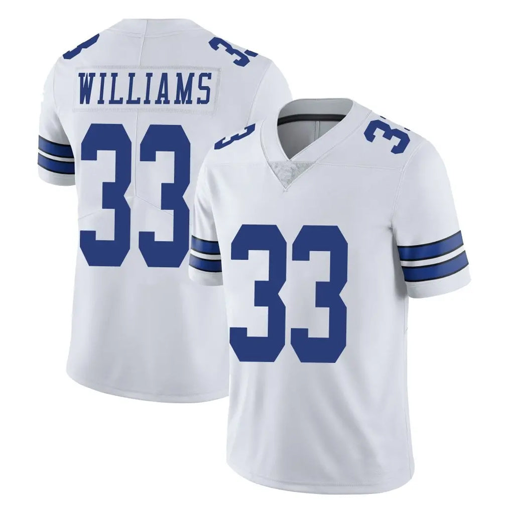 D.Cowboys #33 Javonte Williams Player White Vapor Untouchable Limited Home Game ROCER Stitched Jerseys