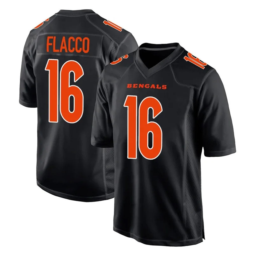 C.Bengals #16 Joe Flacco Player Black Fashion Game ROCER Stitched Jerseys