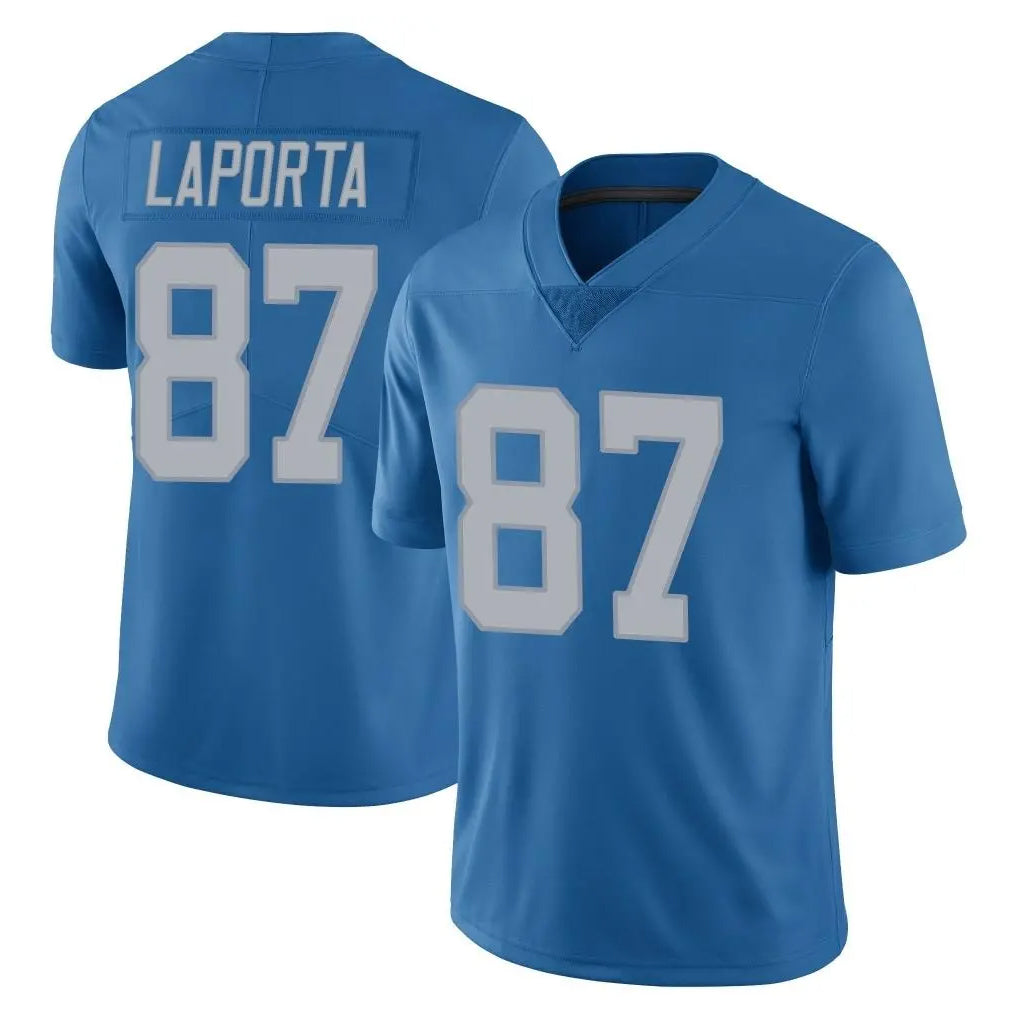 D.Lions #87 Sam LaPorta Player Blue Limited Throwback Vapor Untouchable ROCER Stitched Jerseys