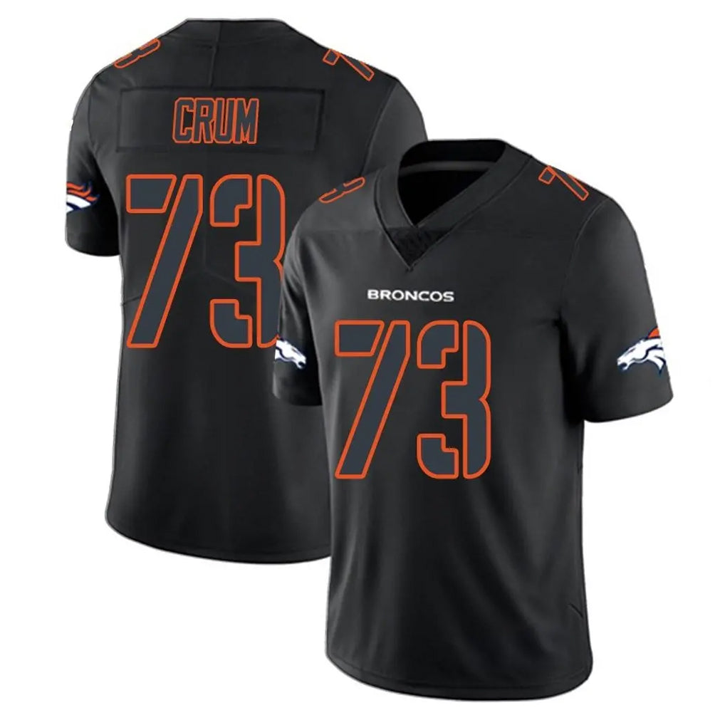 D.Broncos #73 Frank Crum Player Black Impact Limited Game ROCER Stitched Jerseys