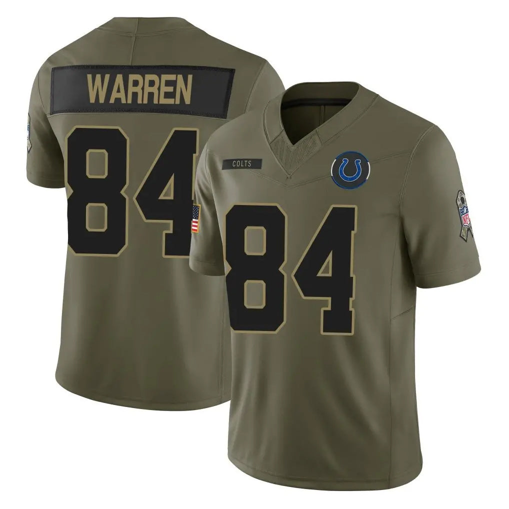 IN.Colts #84 Tyler Warren Player Olive 2025 Salute To Service Limited Game ROCER Stitched Jerseys