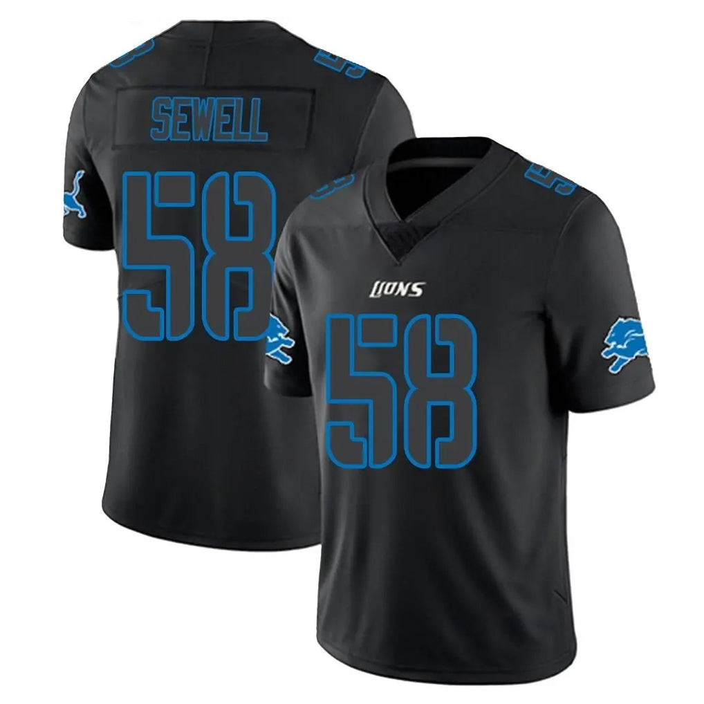 D.Lions #58 Penei Sewell Player Black Impact Limited Home Game ROCER Stitched Jerseys