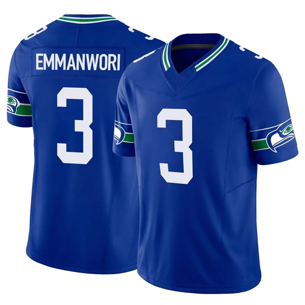 S.Seahawks #3 Nick Emmanwori Player Royal Limited Throwback Vapor F.U.S.E. Home Game ROCER Stitched Jerseys