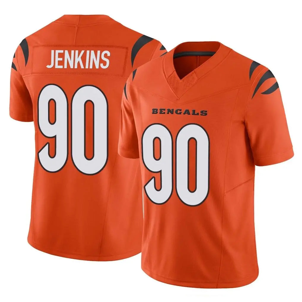C.Bengals #90 Kris Jenkins Jr Player Orange Vapor F.U.S.E. Limited Home Game ROCER Stitched Jerseys