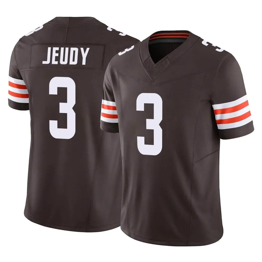 C.Browns #3 Jerry Jeudy Player Brown Vapor F.U.S.E. Limited Home Game ROCER Stitched Jerseys