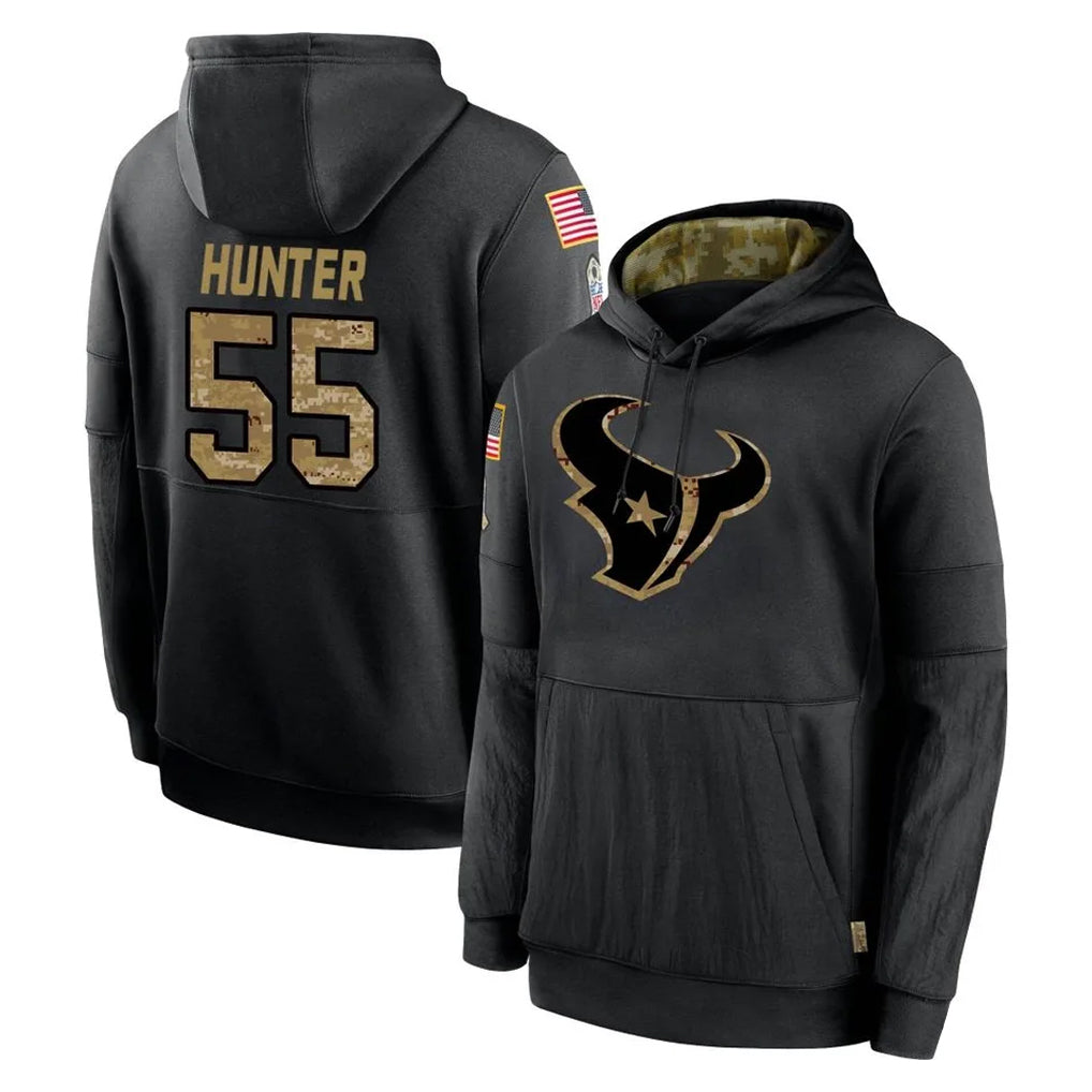 H.Texans #55 Danielle Hunter Player Black Salute to Service Hoodies Limited Game ROCER Stitched Jerseys