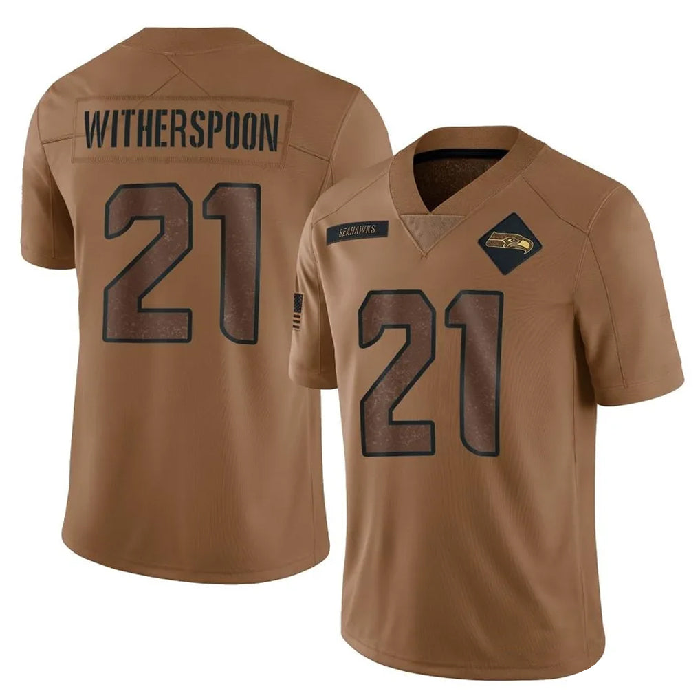 S.Seahawks #21 Devon Witherspoon Player Brown Limited Salute To Service Home Game ROCER Stitched Jerseys