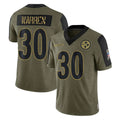 P.Steelers #30 Jaylen Warren Player Olive Salute To Service Limited Game ROCER Stitched Jerseys