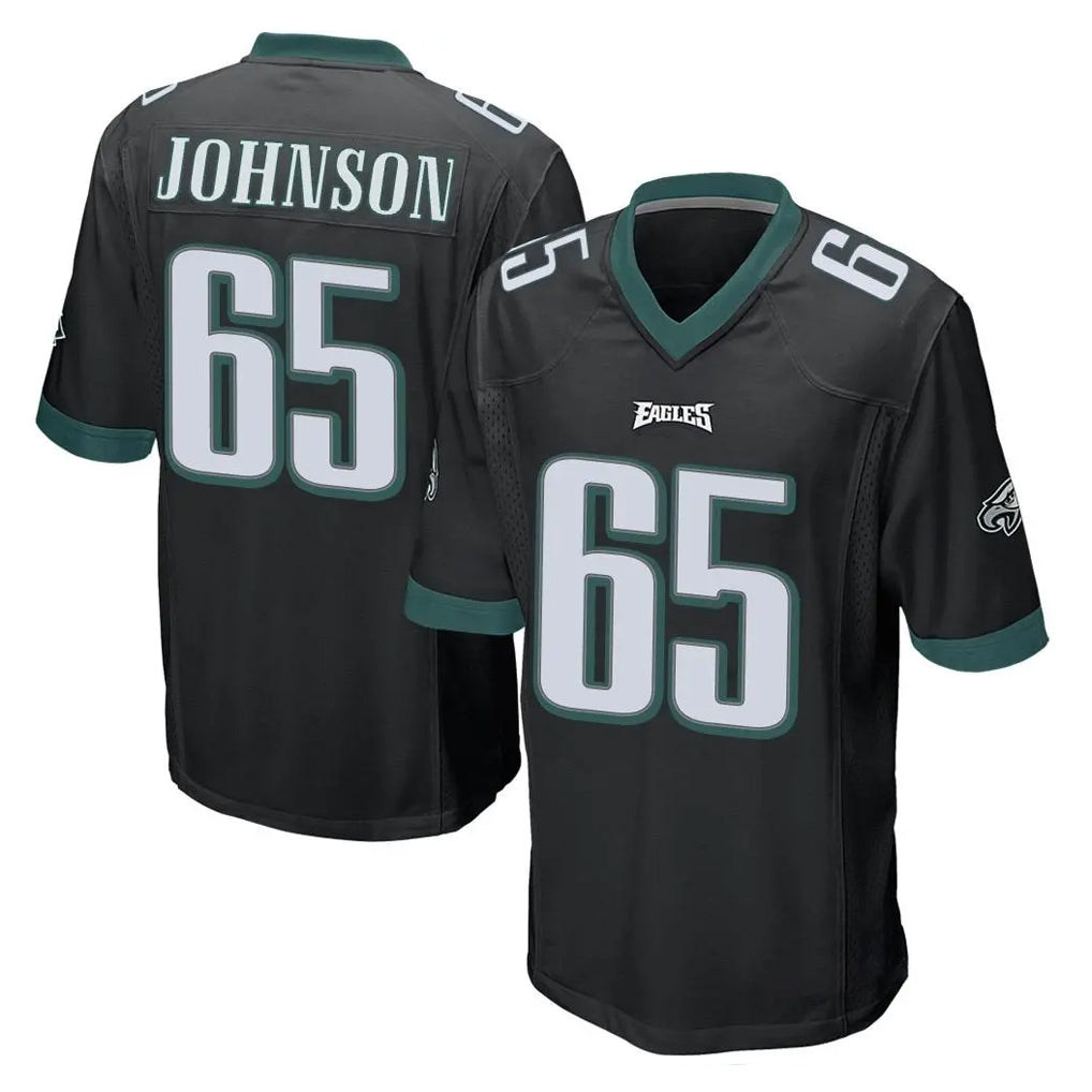 P.Eagles #65 Lane Johnson Player Black Home Game ROCER Stitched Jerseys