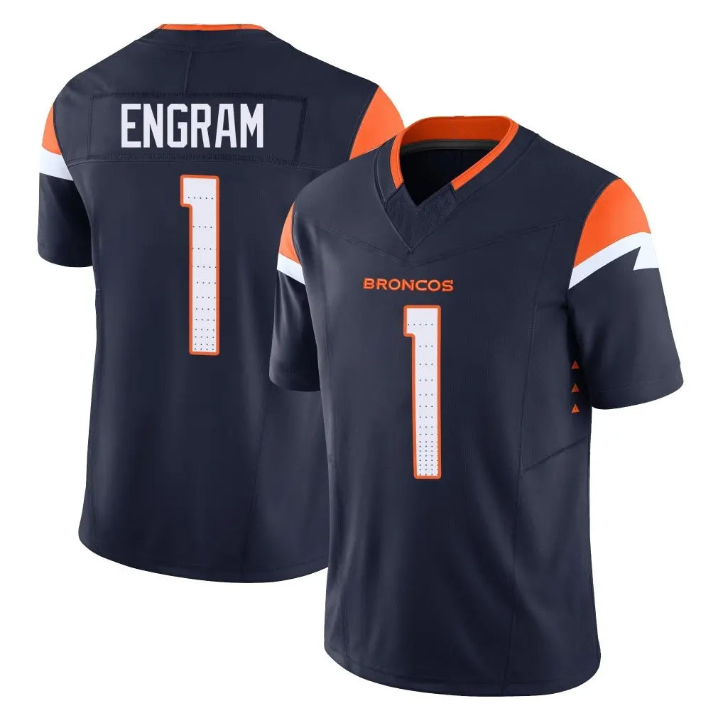 D.Broncos #1 Evan Engram Player Navy Limited Vapor F.U.S.E. Home Game ROCER Stitched Jerseys