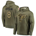 A.Falcons #8 Kyle Pitts Sr. Player Olive Salute to Service Club Fleece Hoodie ROCER Stitched Jerseys