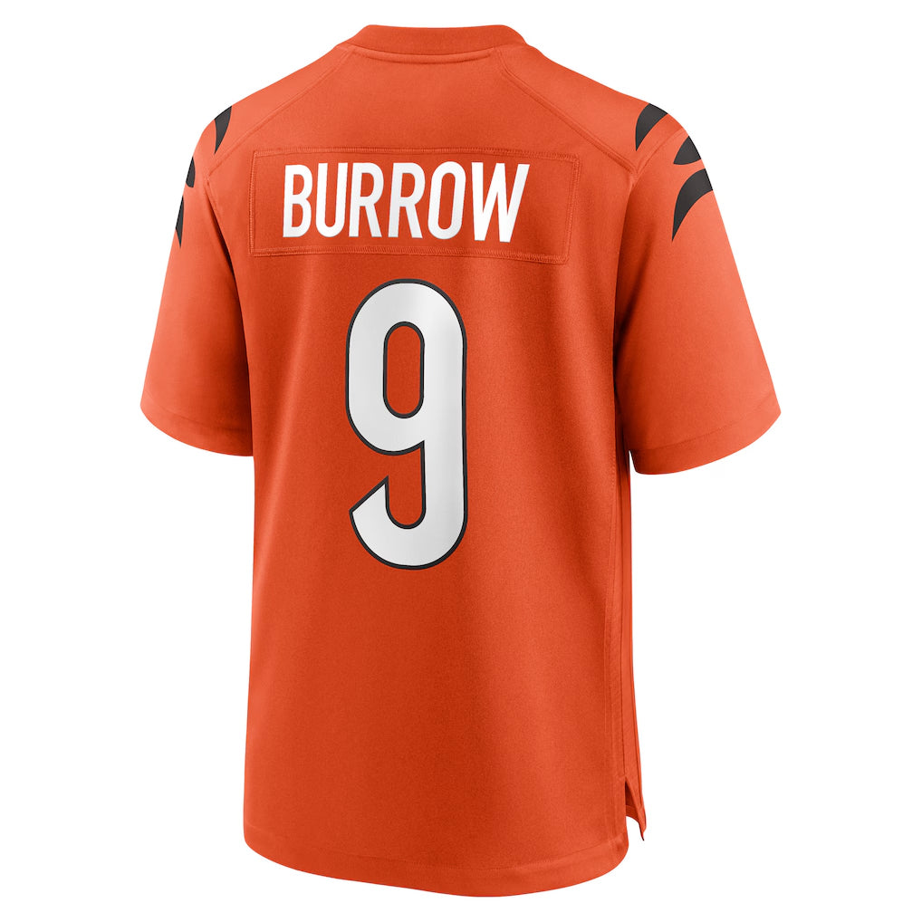 C.Bengals #9 Joe Burrow Player Orange Home Game ROCER Stitched Jerseys