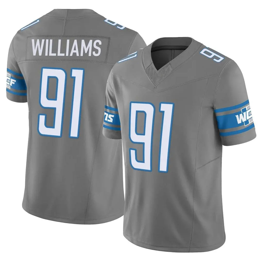 D.Lions #91 Tyleik Williams Player Gray Vapor F.U.S.E. Limited Home Game ROCER Stitched Jerseys