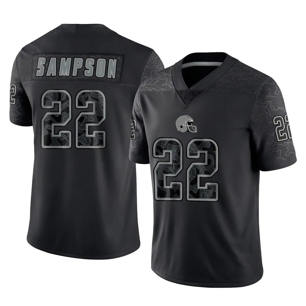 C.Browns #22 Dylan Sampson Player Black Reflective Home Game ROCER Stitched Jerseys