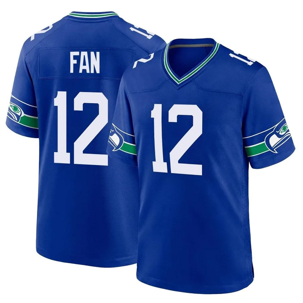 S.Seahawks #12 12th Fan Player Royal Throwback Home Game ROCER Stitched Jerseys