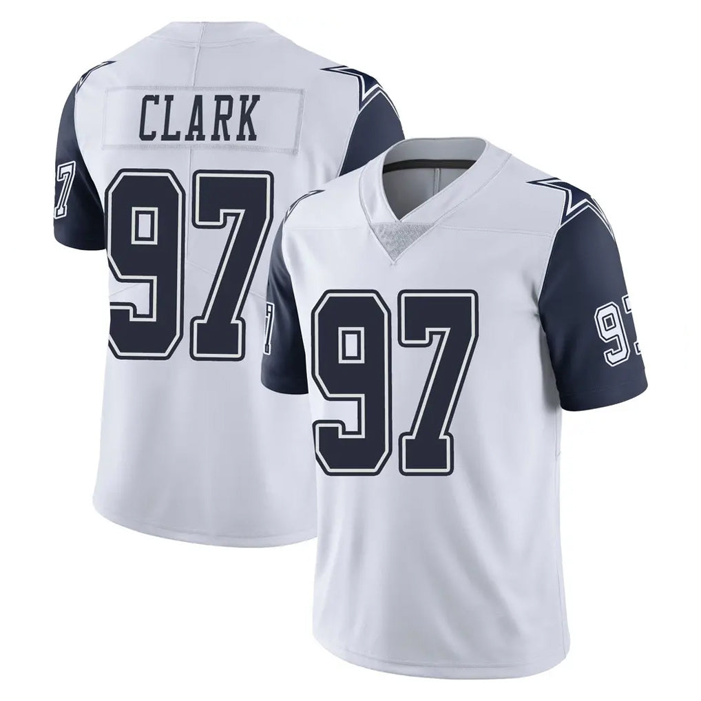 D.Cowboys #97 Kenny Clark Player White-Navy Limited Color Rush Vapor Untouchable Home Game ROCER Stitched Jerseys