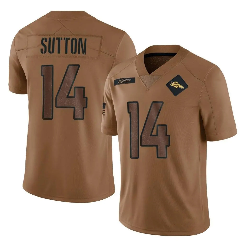 D.Broncos #14 Courtland Sutton Player Brown Salute To Service Limited ROCER Stitched Jerseys