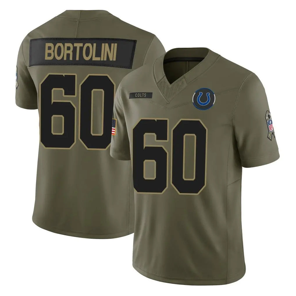 IN.Colts #60 Tanor Bortolini Player Olive 2025 Salute To Service Limited Game ROCER Stitched Jerseys