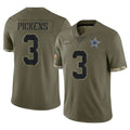 D.Cowboys #3 George Pickens Player Olive Salute to Service Limited Game ROCER Stitched Jerseys