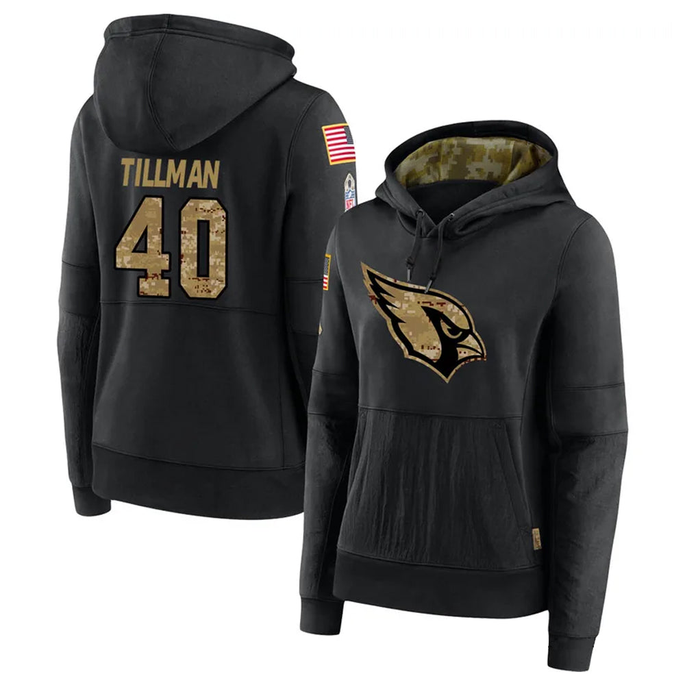 A.Cardinals #40 Pat Tillman Player Black Salute to Service Limited Hoodie ROCER Stitched Jerseys
