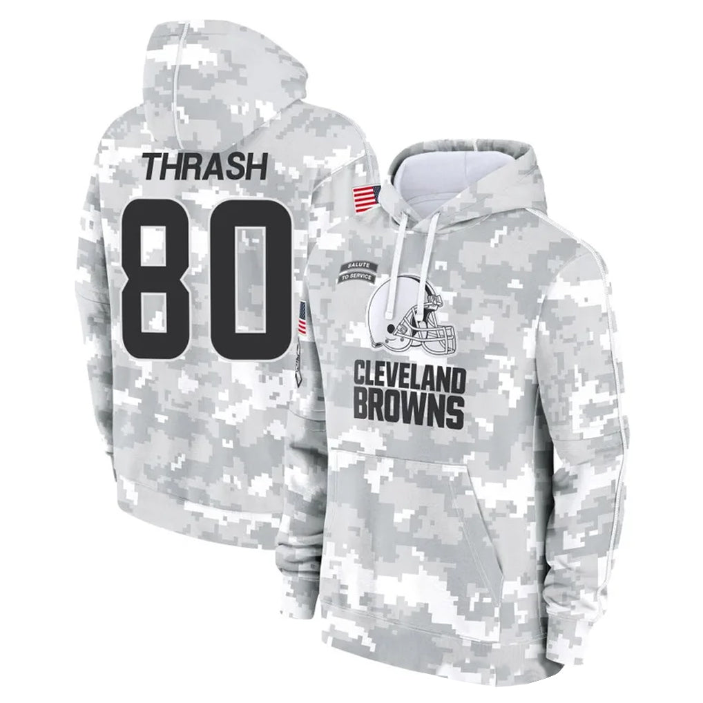 C.Browns #80 Jamari Thrash Player Arctic Camo Salute to Service Hoodies Limited Game ROCER Stitched Jerseys