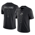 D.Lions #1 Jameson Williams Player Black Reflective Limited Home Game ROCER Stitched Jerseys