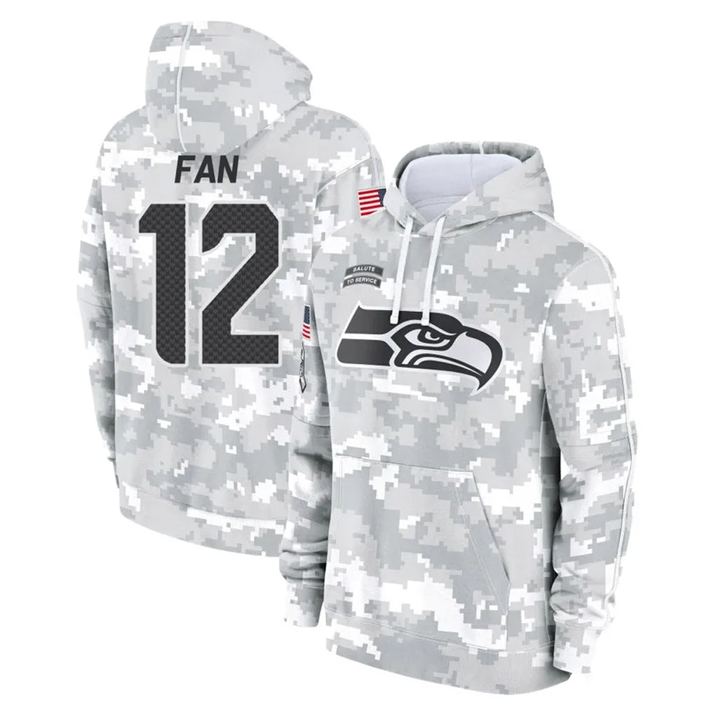S.Seahawks #12 12th Fan Player Arctic Camo Limited Salute to Service Pullover Hoodies Game ROCER Stitched Jerseys