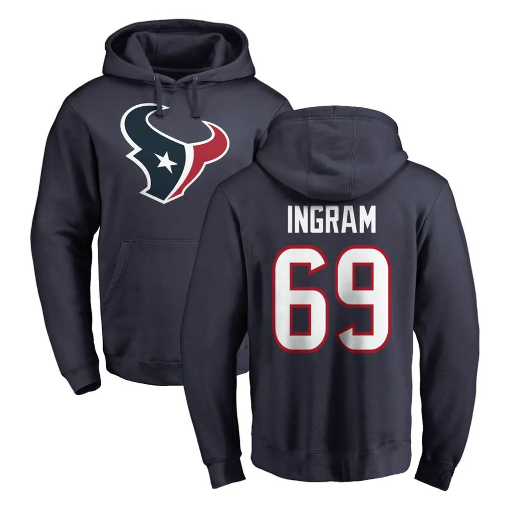 H.Texans #69 Ed Ingram Player Navy Pro Line Pullover Hoodie Limited Game ROCER Stitched Jerseys