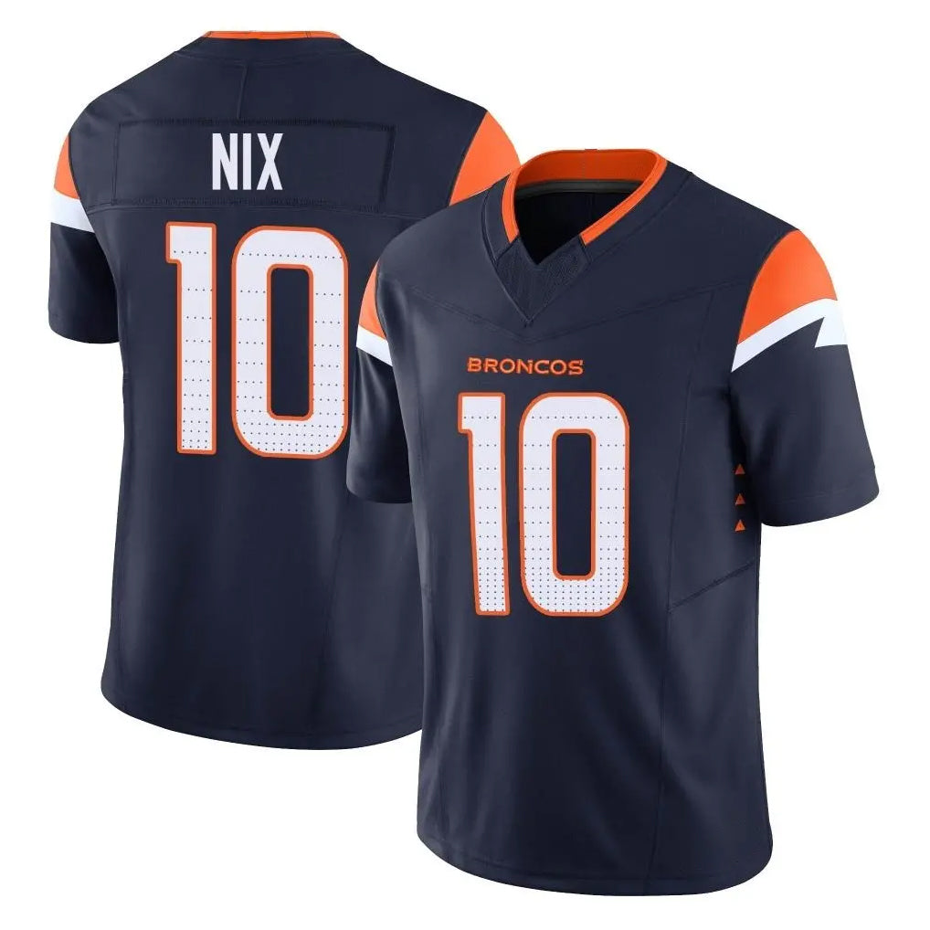 D.Broncos #10 Bo Nix Player Navy Limited Vapor F.U.S.E. Home Game ROCER Stitched Jerseys